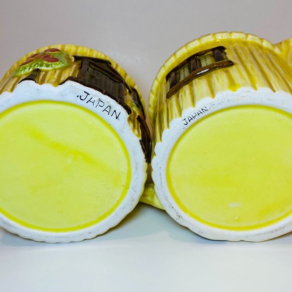 Vintage Straw Tiki Hut Ceramic Creamer & Sugar Bowl with Spoon - Picture 7 of 7